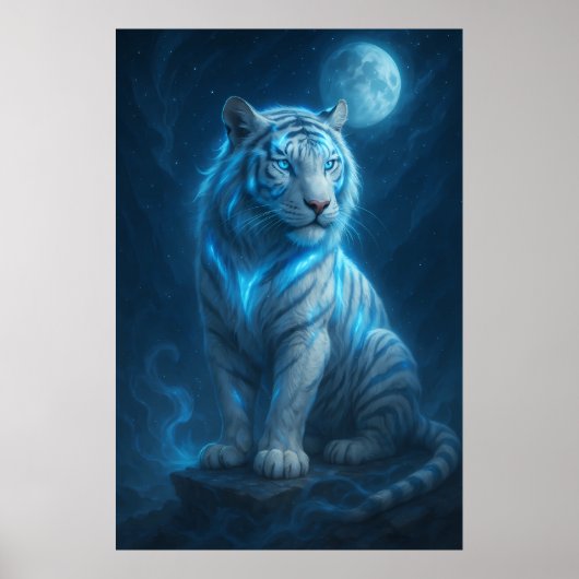 White Tiger – Moonlit Mystical Scene | ManJiangHon Poster (Voorkant)