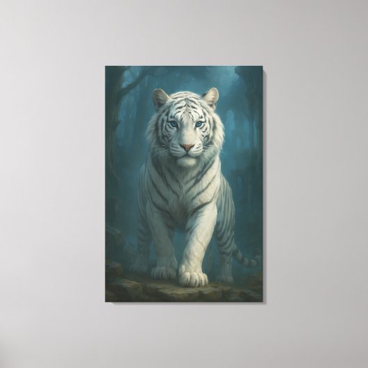 White Tiger – Mystical Fantasy Portrait – ManJiang Canvas Afdruk (Voorkant)