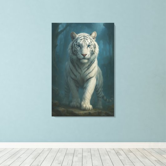 White Tiger – Mystical Fantasy Portrait – ManJiang Canvas Afdruk (Insitu (Houten vloer))