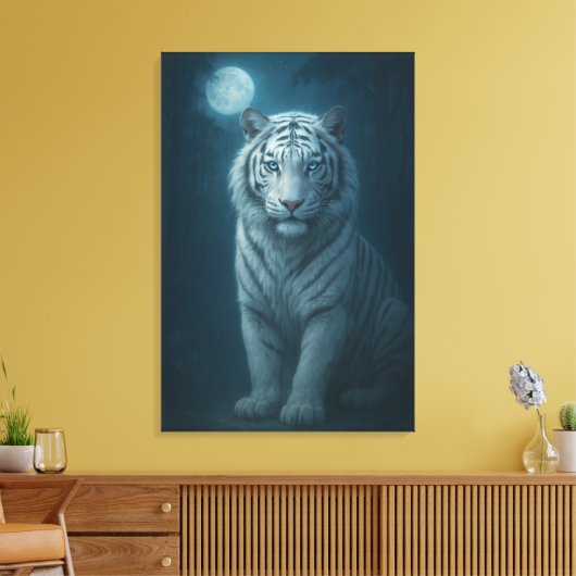 White Tiger – Mystical Fantasy Portrait – ManJiang Canvas Afdruk (Insitu (Woonkamer))