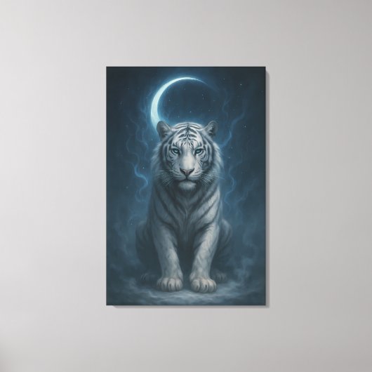 White Tiger – Mystical Fantasy Portrait – ManJiang Canvas Afdruk (Voorkant)