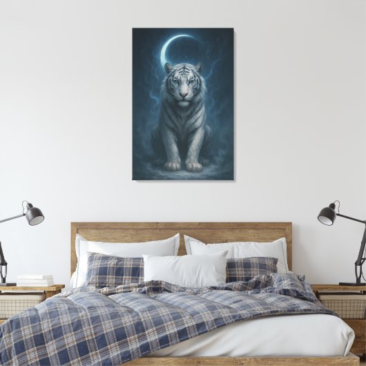 White Tiger – Mystical Fantasy Portrait – ManJiang Canvas Afdruk (Insitu (Slaapkamer))