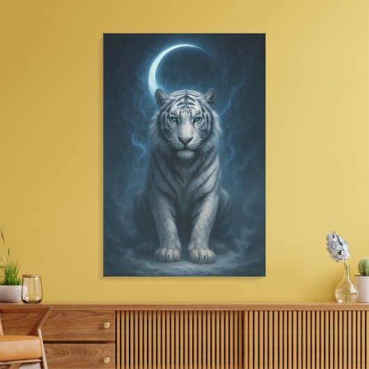 White Tiger – Mystical Fantasy Portrait – ManJiang Canvas Afdruk (Insitu (Woonkamer))