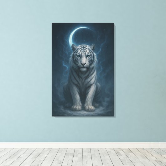 White Tiger – Mystical Fantasy Portrait – ManJiang Canvas Afdruk (Insitu (Houten vloer))
