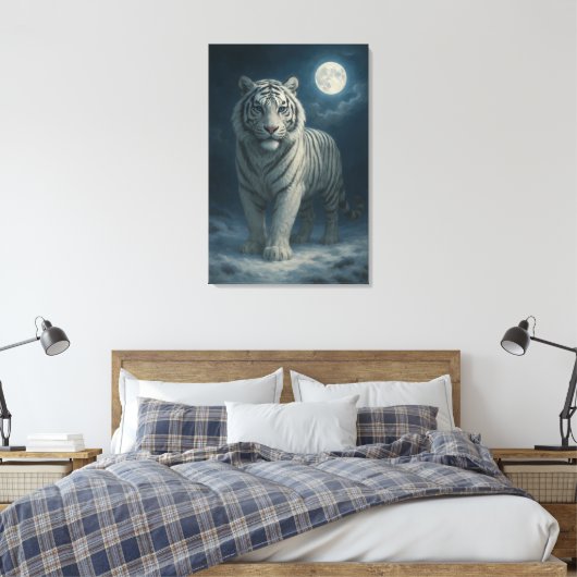 White Tiger – Mystical Fantasy Portrait – ManJiang Canvas Afdruk (Insitu (Slaapkamer))