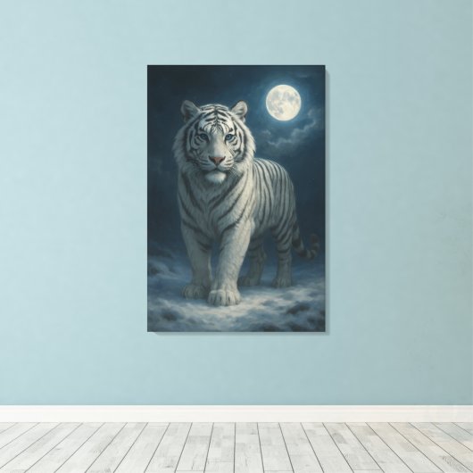White Tiger – Mystical Fantasy Portrait – ManJiang Canvas Afdruk (Insitu (Houten vloer))
