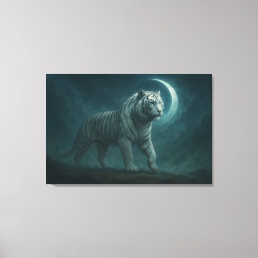 White Tiger – Mystical Fantasy Portrait – ManJiang Canvas Afdruk (Voorkant)