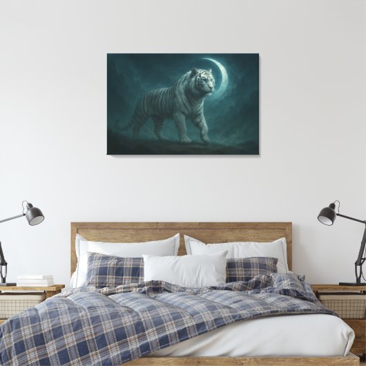 White Tiger – Mystical Fantasy Portrait – ManJiang Canvas Afdruk (Insitu (Slaapkamer))