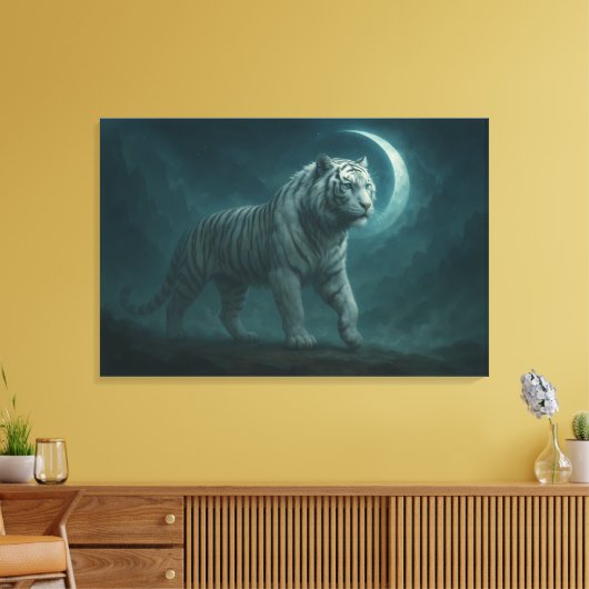White Tiger – Mystical Fantasy Portrait – ManJiang Canvas Afdruk (Insitu (Woonkamer))