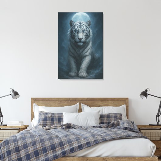 White Tiger – Mystical Fantasy Portrait – ManJiang Canvas Afdruk (Insitu (Slaapkamer))