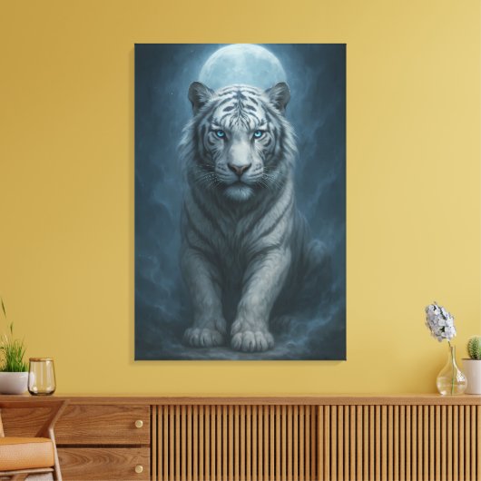 White Tiger – Mystical Fantasy Portrait – ManJiang Canvas Afdruk (Insitu (Woonkamer))
