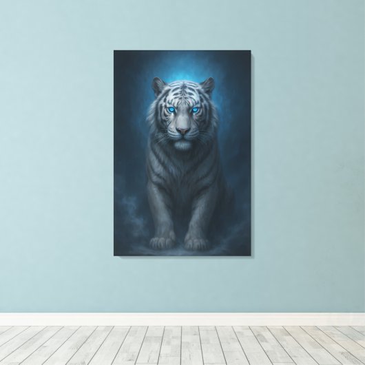 White Tiger – Mystical Fantasy Portrait – ManJiang Canvas Afdruk (Insitu (Houten vloer))