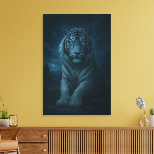 White Tiger – Mystical Fantasy Portrait – ManJiang Canvas Afdruk (Insitu (Woonkamer))