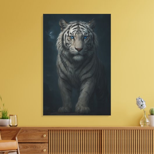 White Tiger – Mystical Fantasy Portrait – ManJiang Canvas Afdruk (Insitu (Woonkamer))