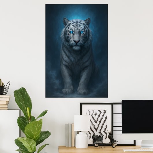 White Tiger – Mystical Fantasy Portrait – ManJiang Poster (Thuiskantoor)