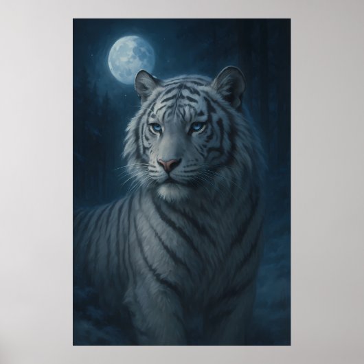 White Tiger – Mystical Fantasy Portrait – ManJiang Poster (Voorkant)