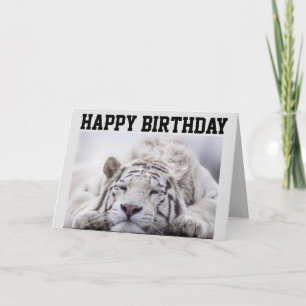 WHITE TIGER NAP, EAT CAKE, BIRTHDAAGKAART KAART