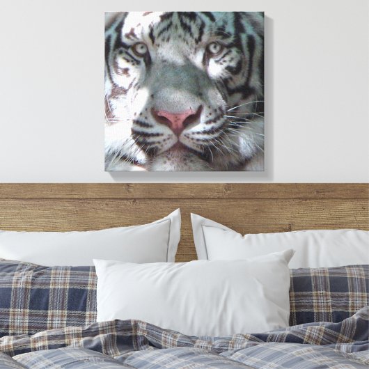 White Tiger Ontmoeting Canvas Afdruk (Insitu (Slaapkamer))