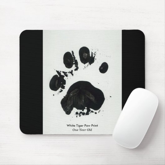 White Tiger Paw Print Mousepad Muismat (Met muis)