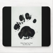 White Tiger Paw Print Mousepad Muismat (Voorkant)
