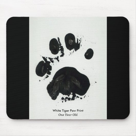 White Tiger Paw Print Mousepad Muismat (Voorkant)