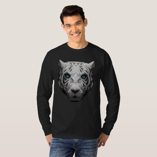 White Tiger Polygon Low Poly Tiger Face 1 T-shirt (Voorkant volledig)