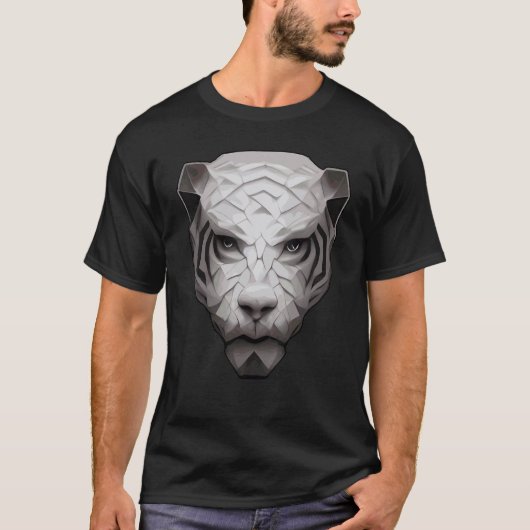 White Tiger Polygon Low Poly Tiger Face 2 T-shirt (Voorkant)