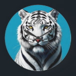 White Tiger Pop Art – Fierce & Kleurrijke Wild Cat Grote Klok<br><div class="desc">Laat de wilde elegantie van de witte tijger los in dit gedurfde pop art design! Met opvallende contrasten,  levendige kleuren en grafische stijl transformeert deze afbeelding een van de meest majestueuze dieren van de natuur in een modern kunsticoon.</div>
