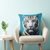 White Tiger Pop Art – Fierce & Kleurrijke Wild Cat Kussen (Stoel)