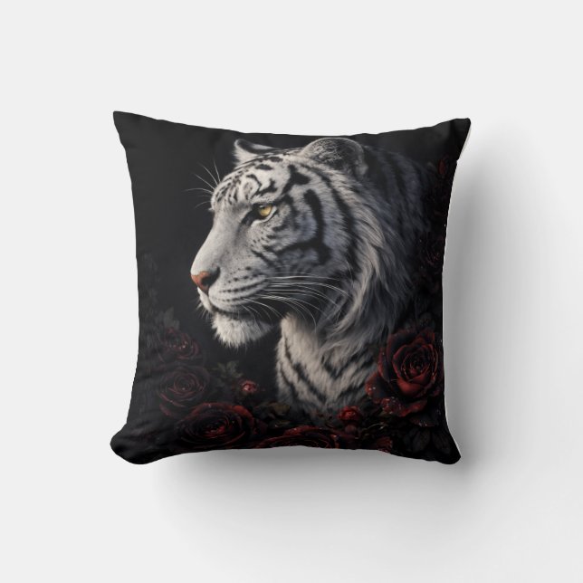 White Tiger Portrait – Calm Power and Silent Gaze Kussen (Voorkant)