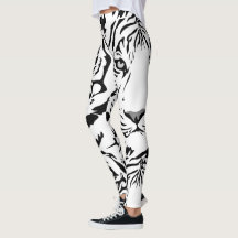 White Tiger Print Leggings