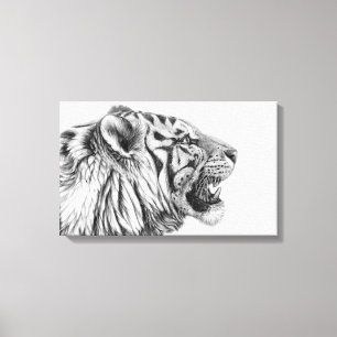 White Tiger Profile van Svetlana Ledneva-Schukina Canvas Afdruk