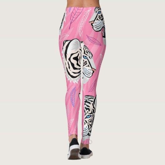 White Tiger Roar: Oerwoud regenwoudpatroon Leggings (Achterkant)