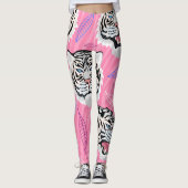 White Tiger Roar: Oerwoud regenwoudpatroon Leggings (Voorkant)