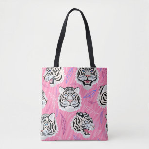 White Tiger Roar: Oerwoud regenwoudpatroon Tote Bag