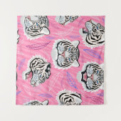 White Tiger Roar: Oerwoud regenwoudpatroon Wandkleed (Voorkant (horizontaal))