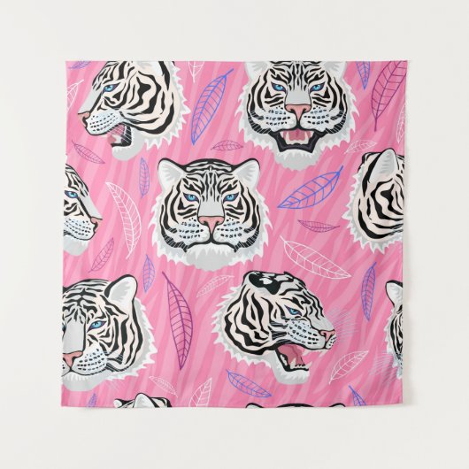 White Tiger Roar: Oerwoud regenwoudpatroon Wandkleed (Voorkant)