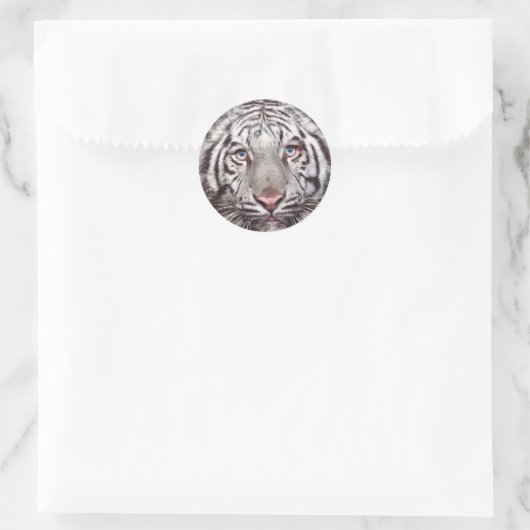 White Tiger Round Sticker (Tas)