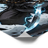 White Tiger Samurai Warrior Blue Lightning Fantasy Poster (Hoek)