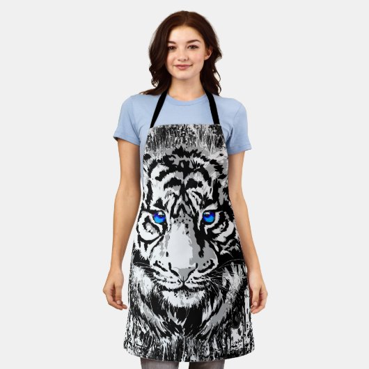 White Tiger Schort - White Tiger Tekening (Gedragen)