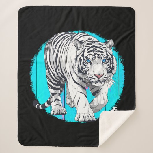 White Tiger Sherpa Blanket Deken (Voorkant)
