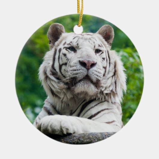 White Tiger-sierplant Keramisch Ornament (Voorkant)