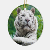 White Tiger-sierplant Keramisch Ornament (Links)