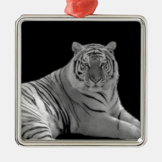 White Tiger-sierplant Metalen Ornament (Voorkant)