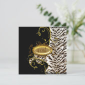 White Tiger skin Birthday party Invitation Kaart (Staand voorkant)