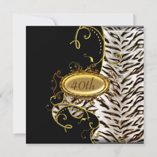 White Tiger skin Birthday party Invitation Kaart (Voorkant)