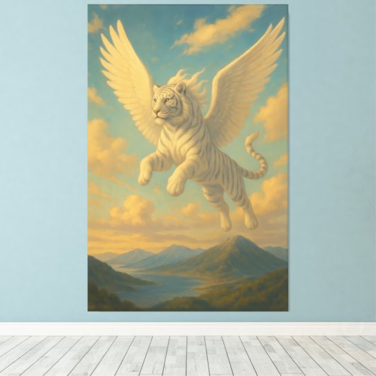 White Tiger • Sky Ascension | ManJiangHong Fine Ar Canvas Afdruk (Insitu (Houten vloer))