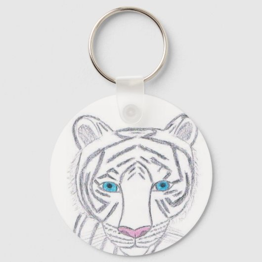 White Tiger Sleutelhanger door KellyMDesignes (Voorkant)