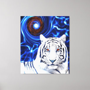 White Tiger Spirit Animal Vortex Stretched Canvas