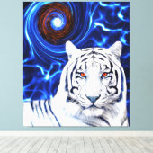 White Tiger Spirit Animal Vortex Stretched Canvas (Insitu (Houten vloer))